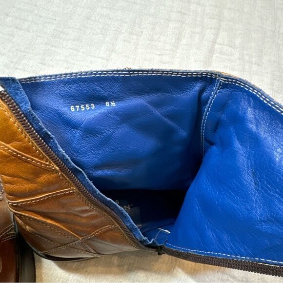 Mark Mason Rock Lives Mens 8.5 Leather Zip Up Boots Made In Italy Embroidered - Picture 5 of 13